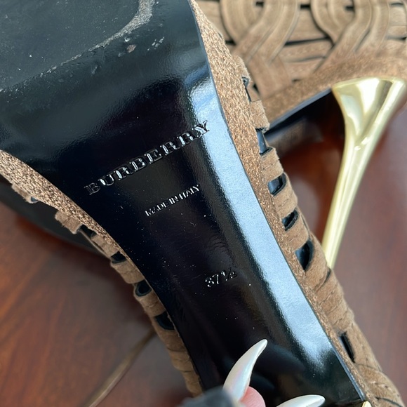 Burberry platform sandal with lace tie and gold heel 37.5 made in Italy - Picture 5 of 8